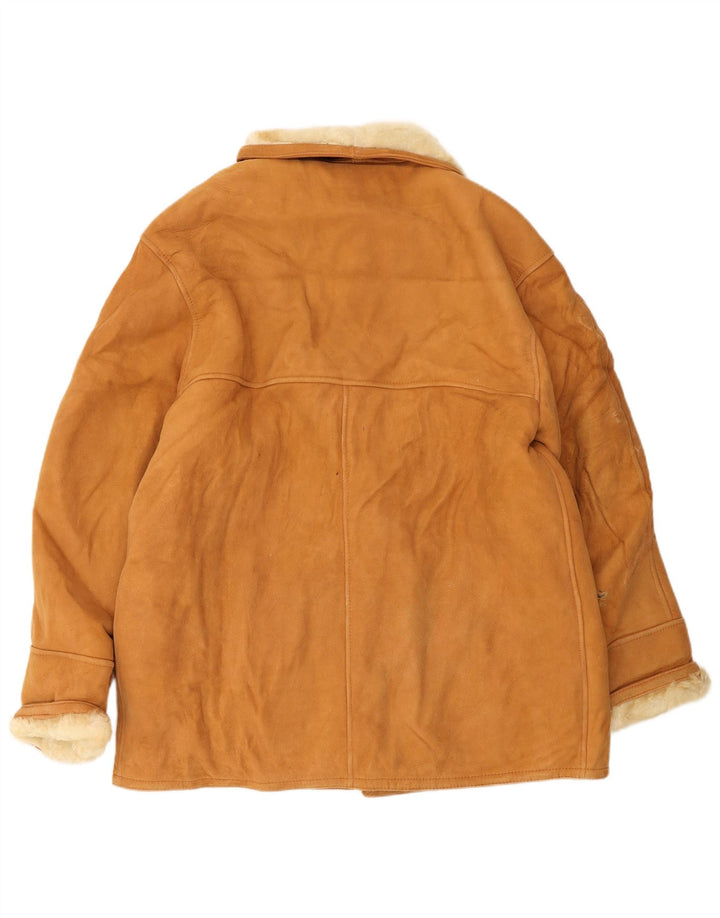Veste Shearling Femme Vintage IT 46 Grand Cuir Marron