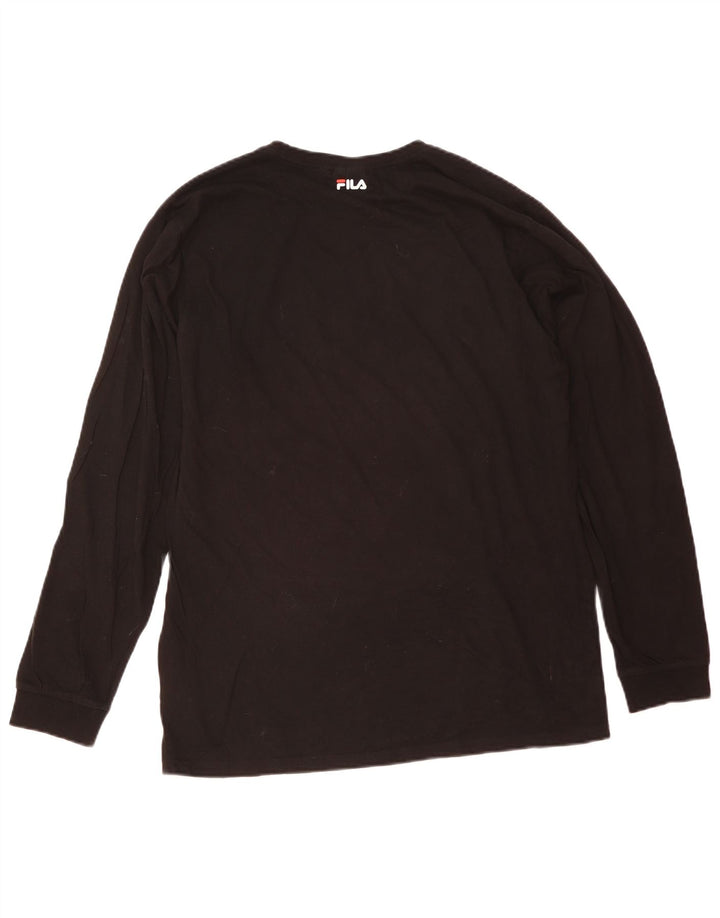 Fila Haut graphique à manches longues pour hommes, grand coton noir