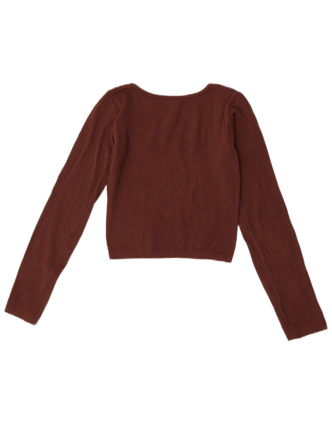 Zara Femme Crop Top Manches Longues UK 4 XS Marron Polyamide
