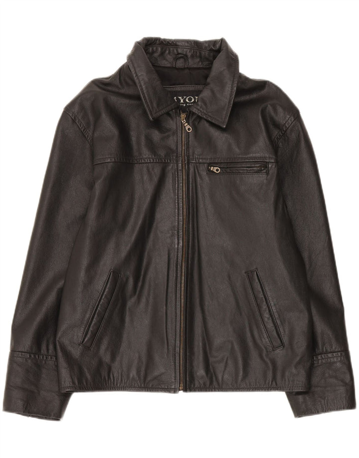 4 You Veste en cuir pour homme UK 38 Cuir noir moyen