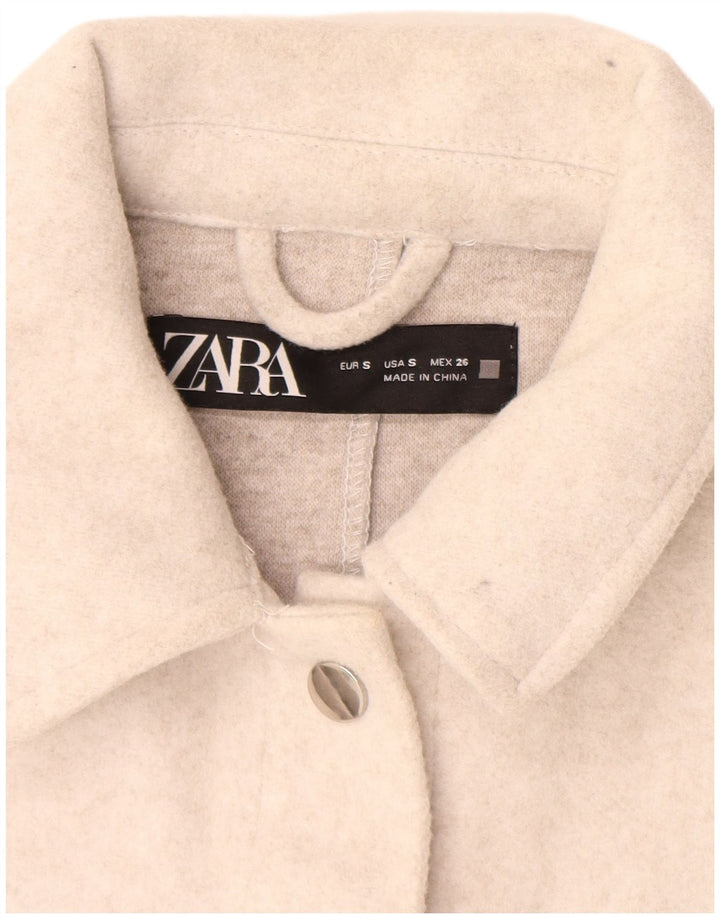 Zara Femme Surchemise Chemise Oversize UK 10 Petit Polyester Blanc Cassé