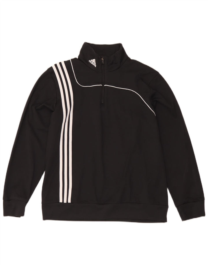 Adidas Sweat-shirt à col zippé pour homme UK 42/44 Large Noir Polyester