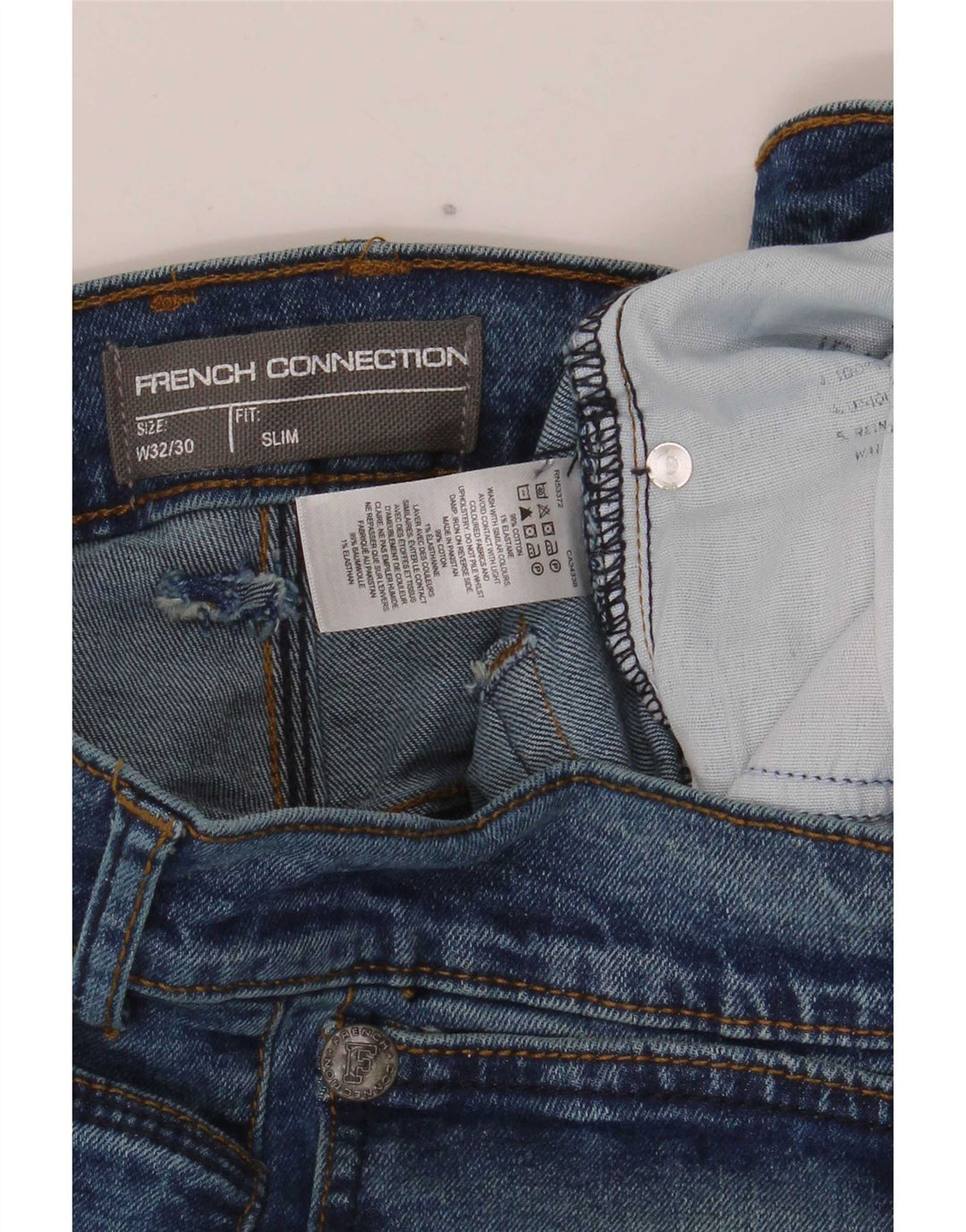 French Connection Jean Slim Homme W32 L30 Bleu Coton