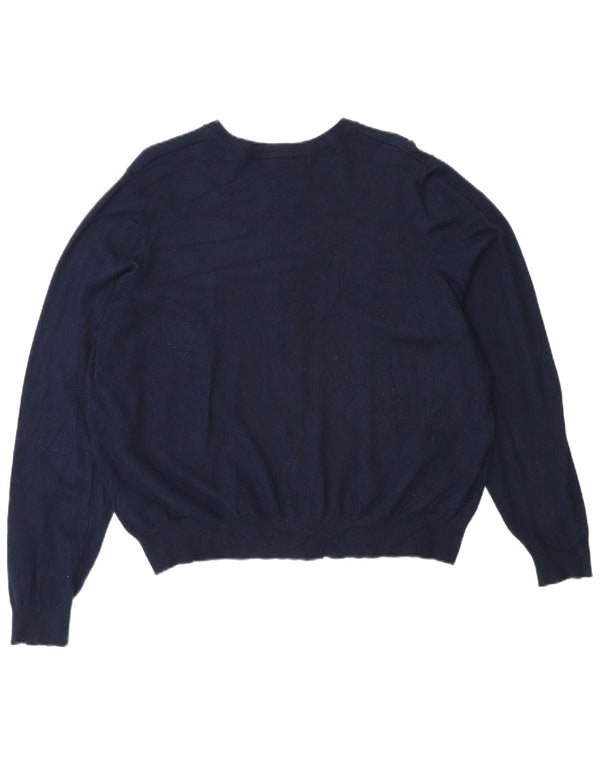 Marks & Spencer Pull Cardigan Femme UK 20 2XL Bleu Marine Viscose