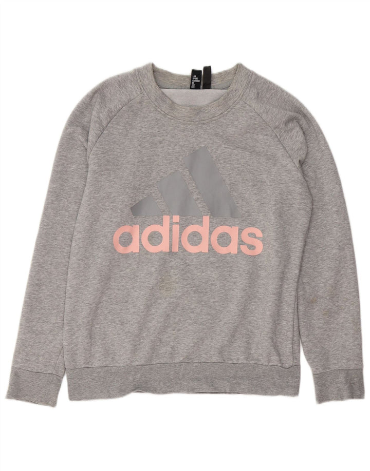 ADIDAS Sweat-shirt graphique pour femme UK 14/16 Grand coton gris