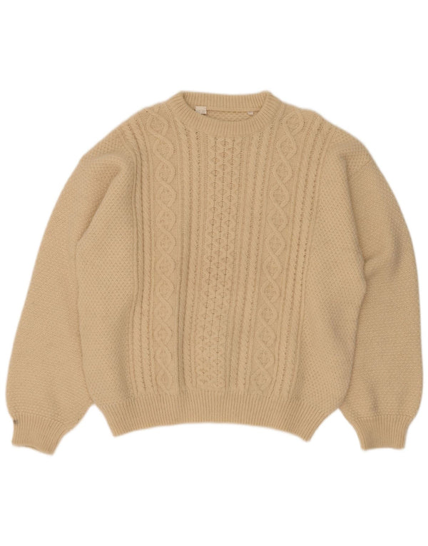 vintage Mens Crew Neck Jumper Pull IT 52 Grande laine d’alpaga blanc cassé