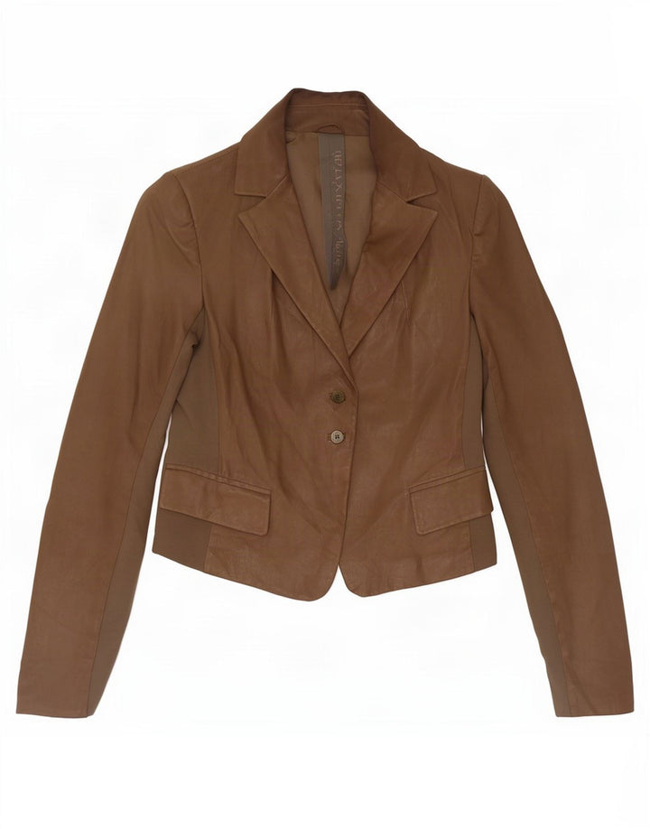 Patrizia Pepe Veste blazer en cuir à 2 boutons pour femme IT 44 Marron moyen