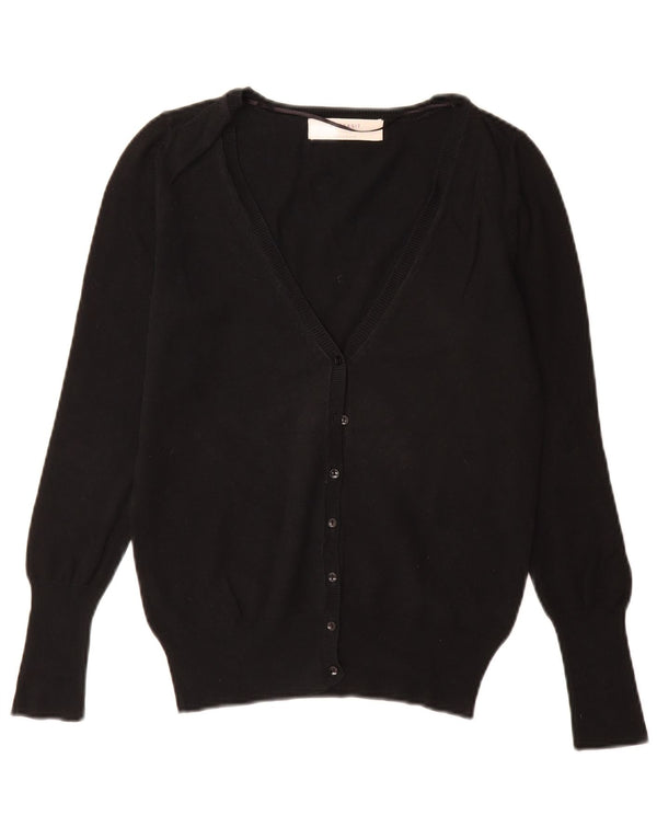 Zara Femme Cardigan Pull UK 12 Moyen Noir Coton