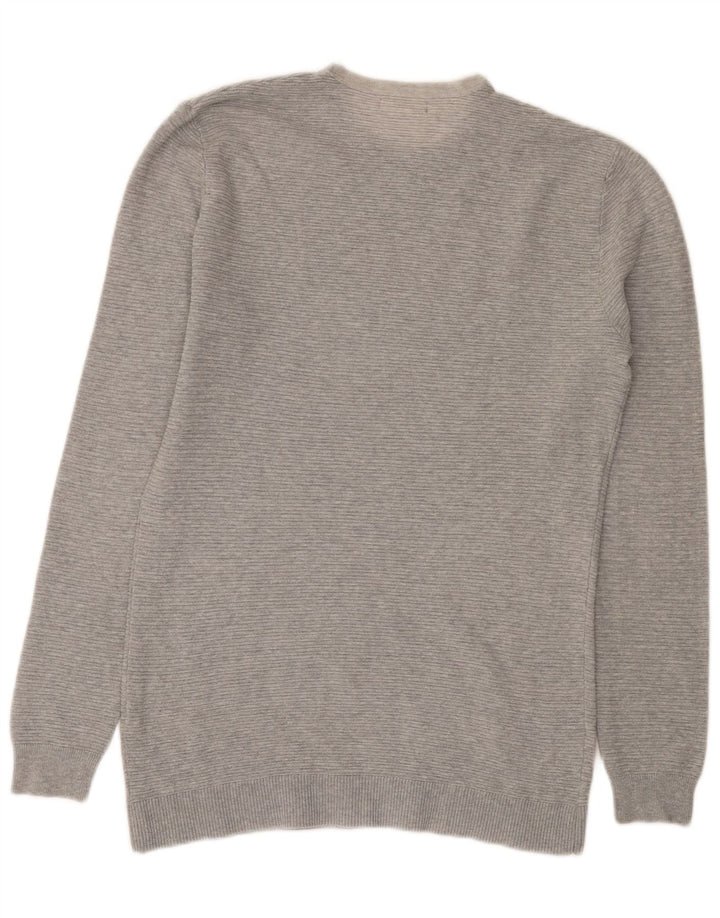 Zara Pull à col rond pour homme en coton gris Large