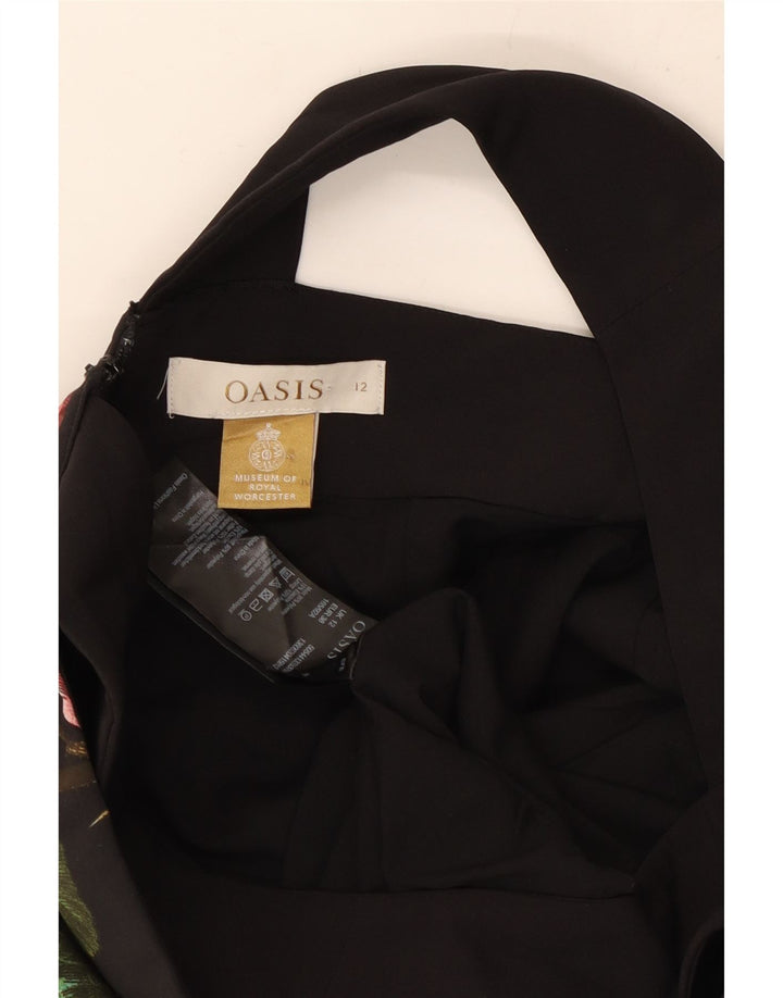 Oasis Robe Licou Femme UK 12 Moyen Noir Floral Polyester