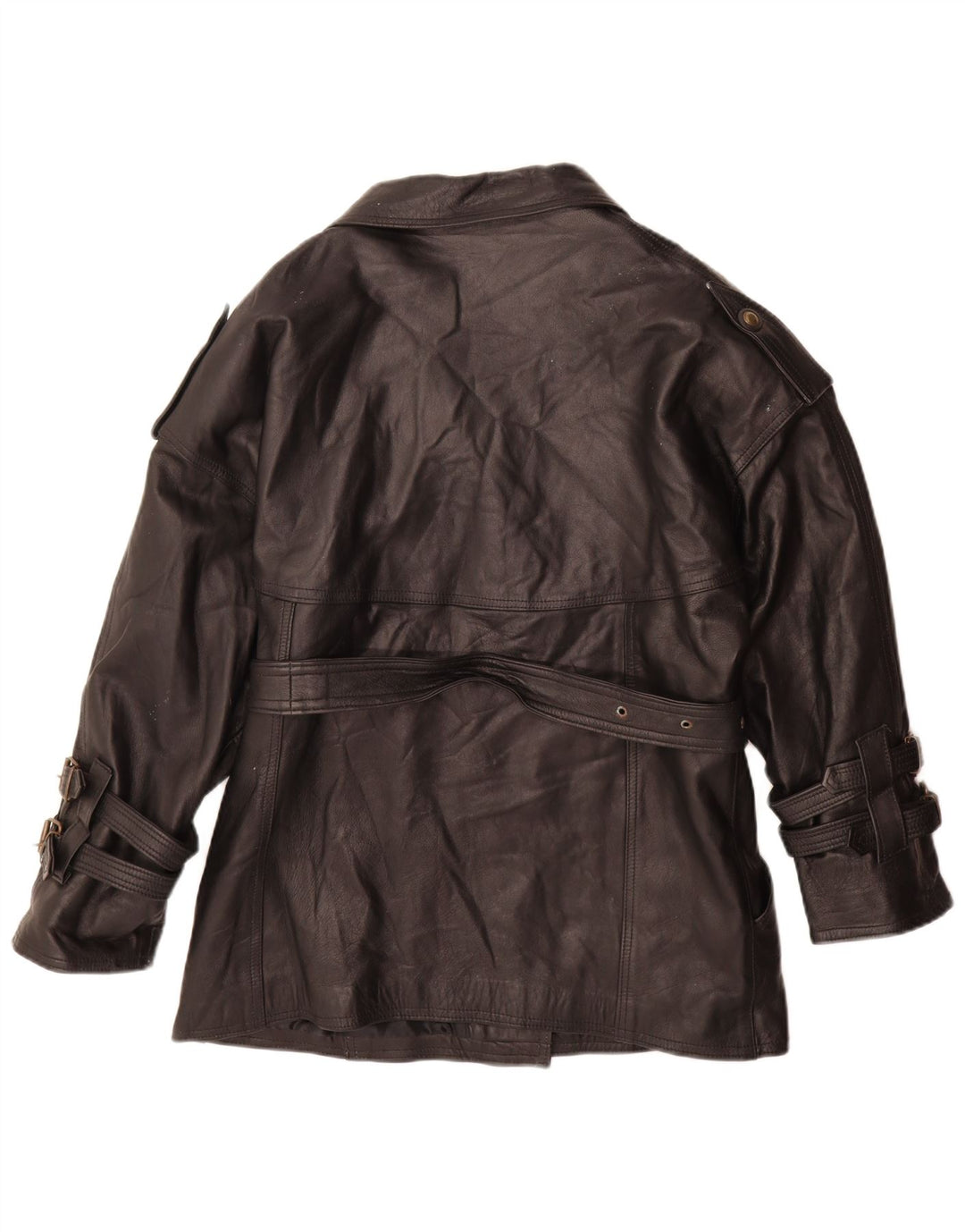 Antica Pelleria Veste en cuir pour femme UK 14 Cuir noir moyen