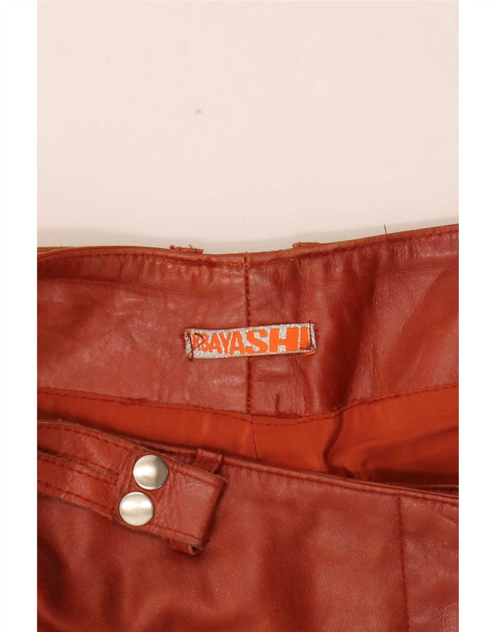 Pantalon en cuir Bootcut femme vintage Petit W27 L31 Marron