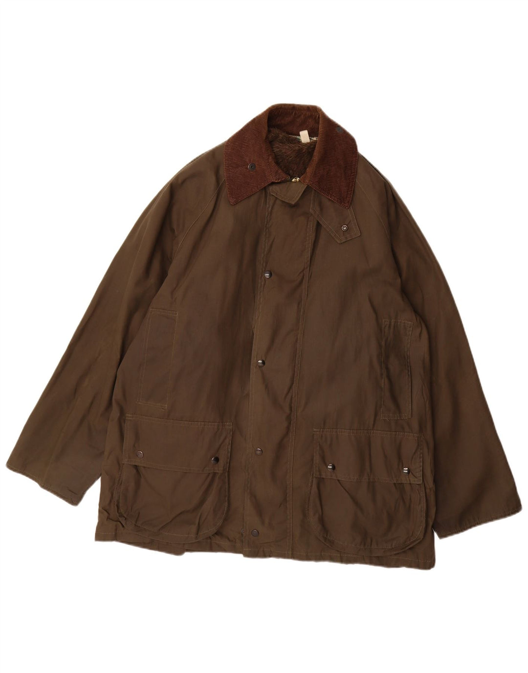 vintage Mens Loose Fit Veste en coton ciré UK 36 Petit Polyester Kaki