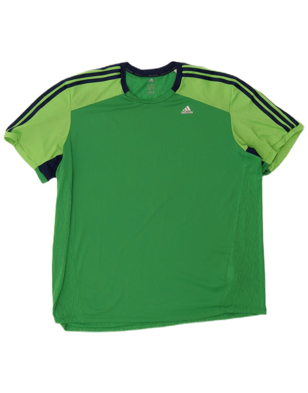 Adidas Hommes Climacool T-Shirt Top 2XL Vert Colorblock Polyester