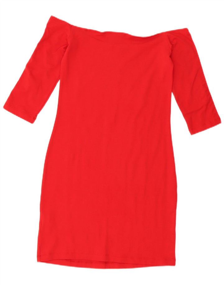 Adidas Mini robe à épaules dénudées pour femme UK 12 en coton rouge moyen