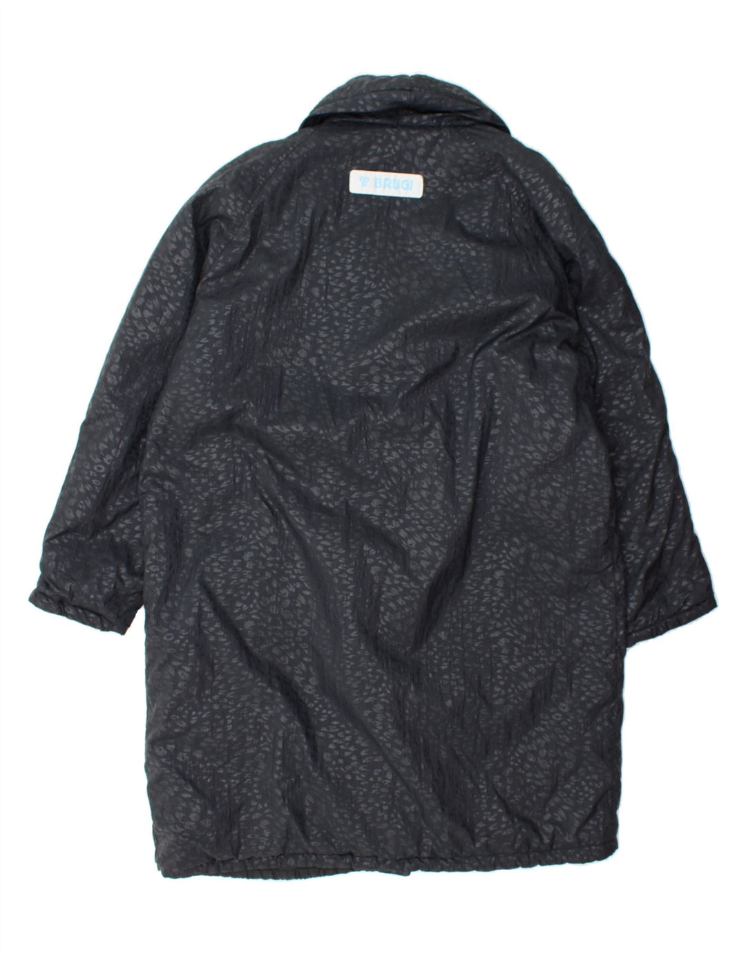 BRUGI Womens Oversized Overcoat UK 14 Large Black Spotted Polypeptide Vintage Brugi and Second-Hand Brugi from Messina Hembry 
