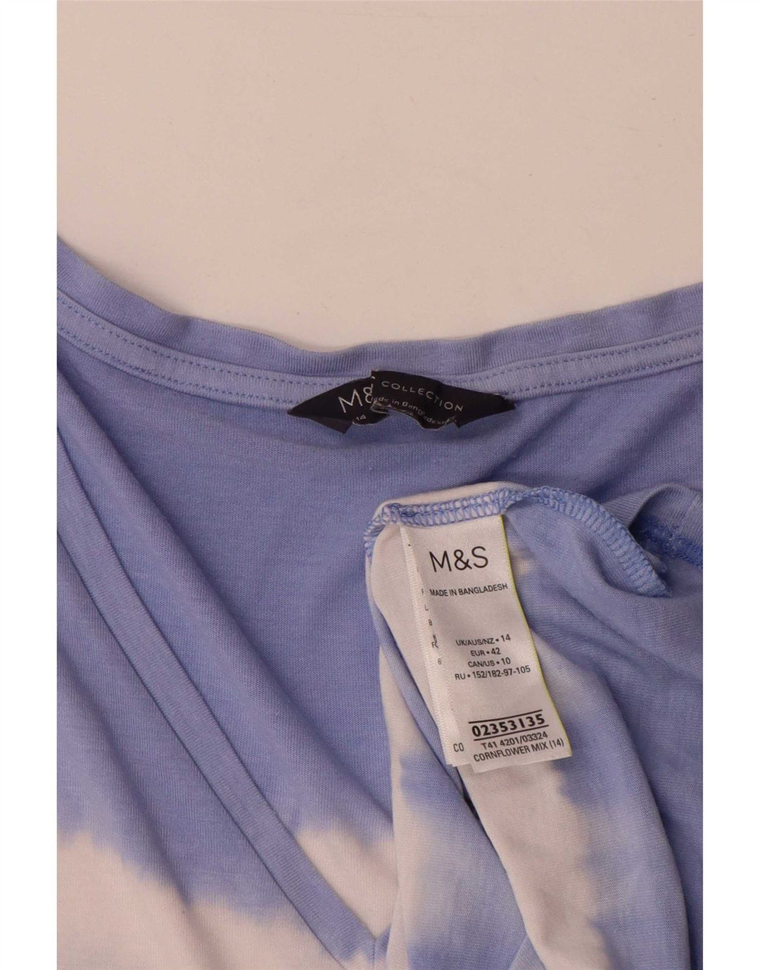 Marks & Spencer T-shirt surdimensionné pour femme UK 14 Large Bleu Tie Dye