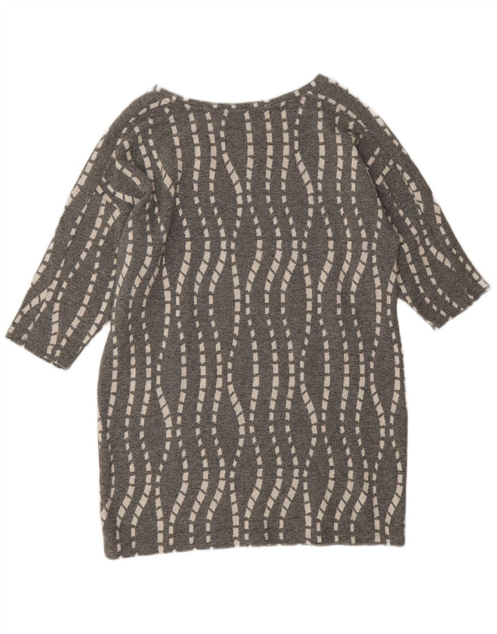 Zara Tunique Femme UK 16 Grand Chevron Gris