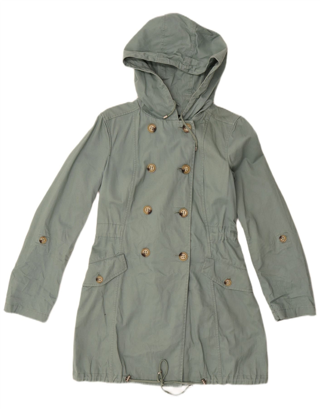 Benetton Veste Parka À Capuche Femme IT 42 Coton Vert Moyen