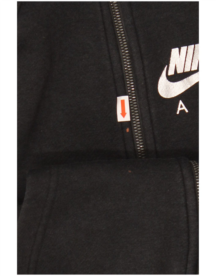 NIKE Pull à capuche zippé pour femme UK 14 Coton color block noir moyen