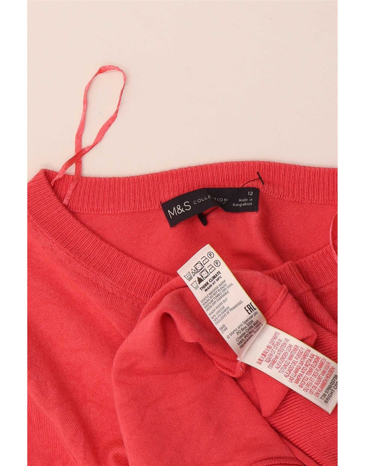 Marks & Spencer Pull cardigan court pour femme UK 12 Viscose rose moyen
