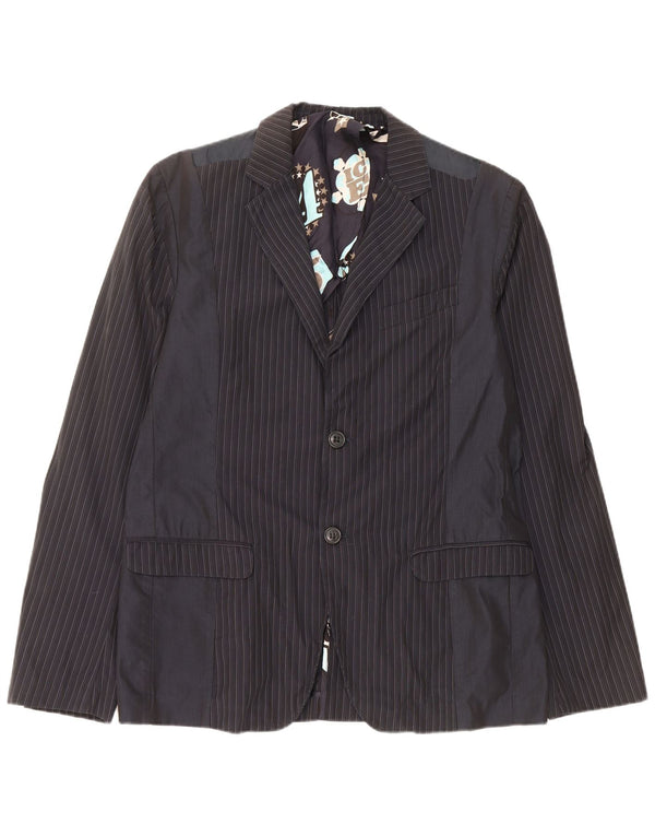 Iceberg Veste blazer à 2 boutons pour homme IT 54 2XL Bleu marine en coton à fines rayures