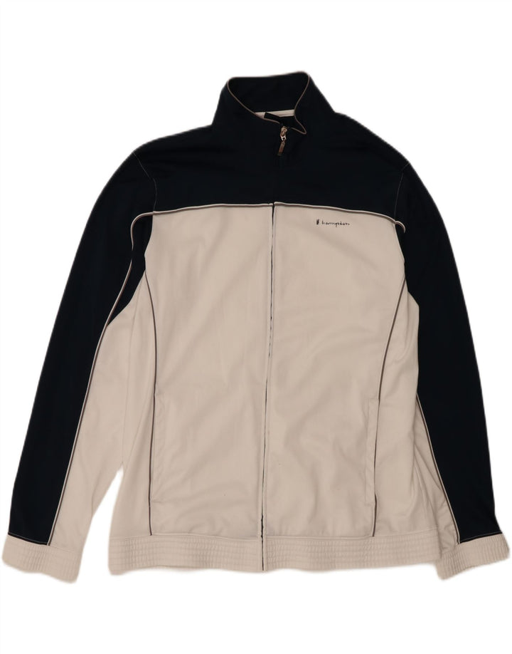 CHAMPION Mens Tracksuit Top Jacket XL White Colourblock Polyester Vintage Champion and Second-Hand Champion from Messina Hembry 