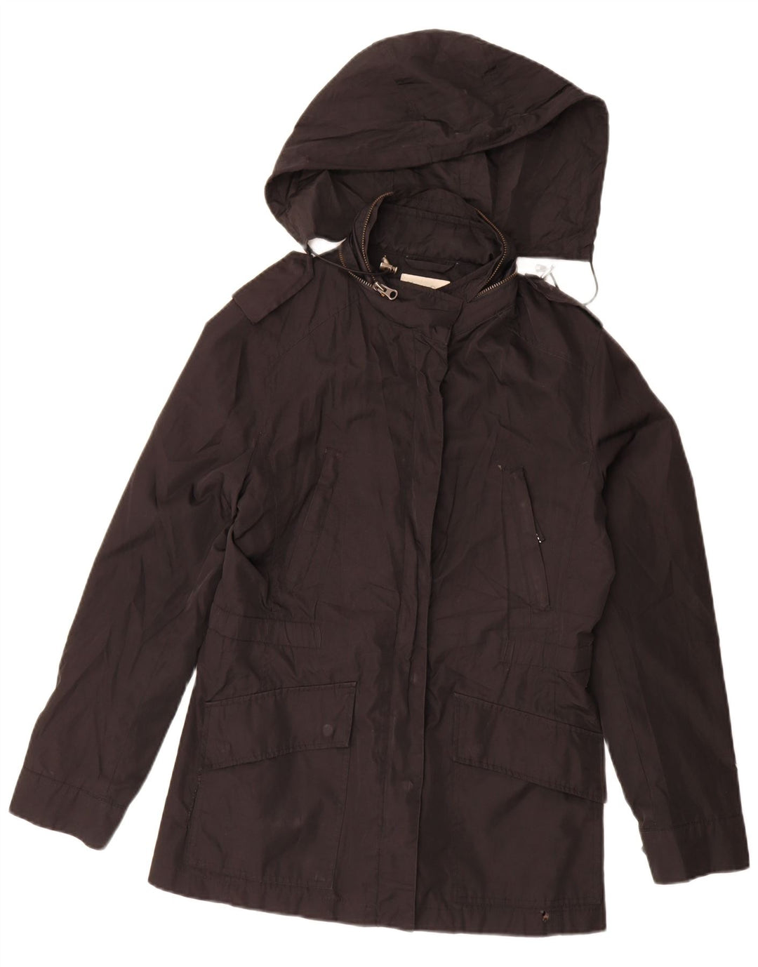Massimo Dutti Parka à capuche pour femme UK 14 Medium Noir