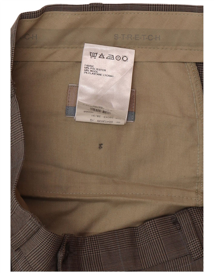 Marks & Spencer Pantalon de costume coupe ajustée pour homme W38 L31 pied-de-poule noir
