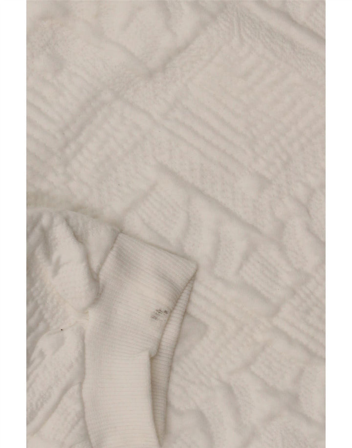 Zara Womens Crop Oversize Sweatshirt Jumper UK 10 Petit Blanc Géométrique