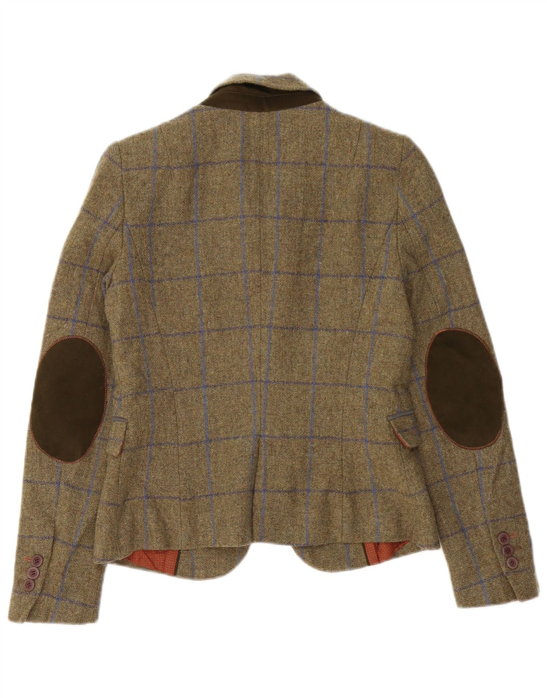 Zara Veste blazer à 1 bouton pour femme UK 10 Petit carreaux kaki