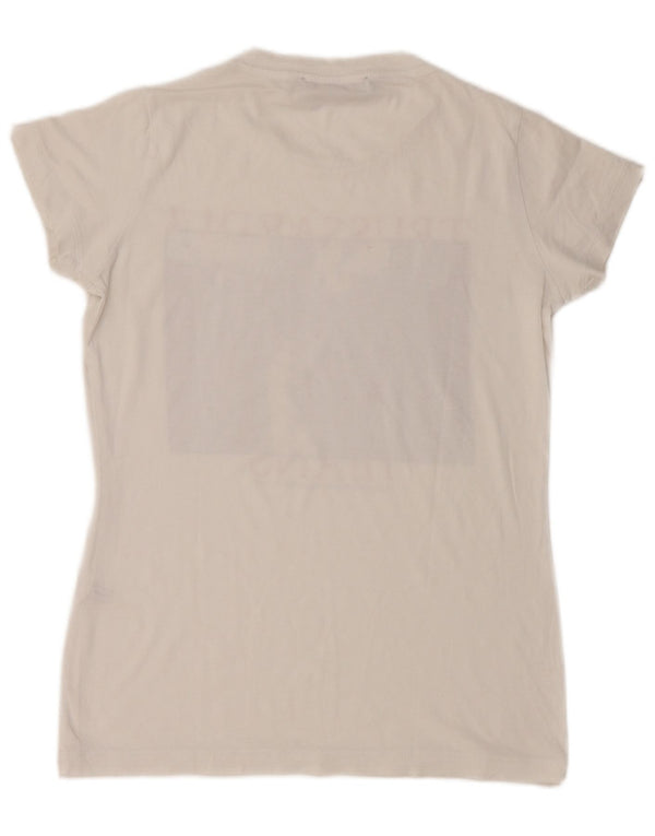 Trussardi Jeans T-Shirt Graphique Femme UK 12 Medium Blanc