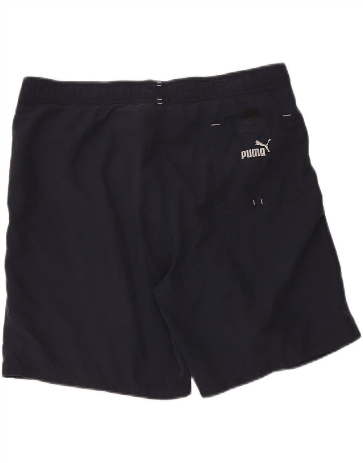 PUMA Mens Graphic Swimming Shorts Medium Navy Blue