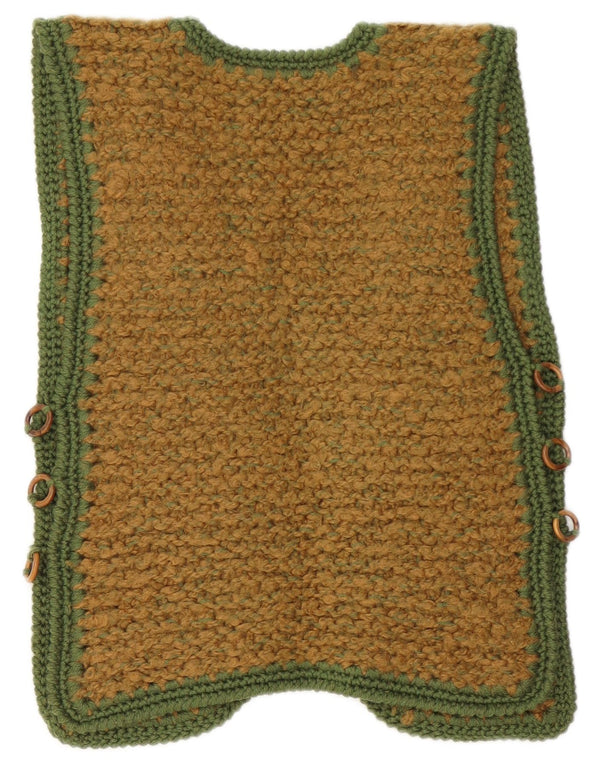 vintage Femmes Sans Manches Ouvert Cardigan Pull UK 10 Petit Brun