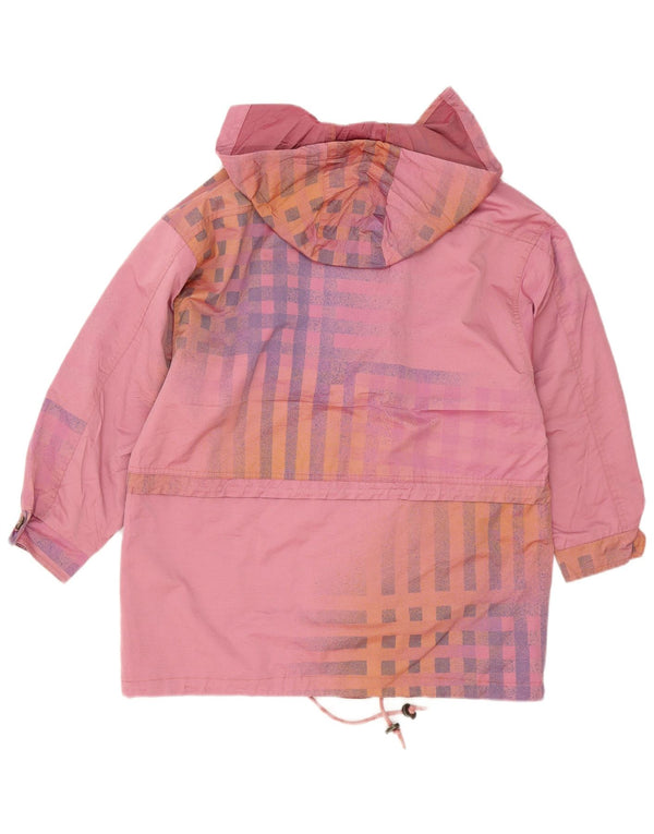 Veste coupe-vent à capuche femme vintage EU 38 Coton à carreaux rose moyen