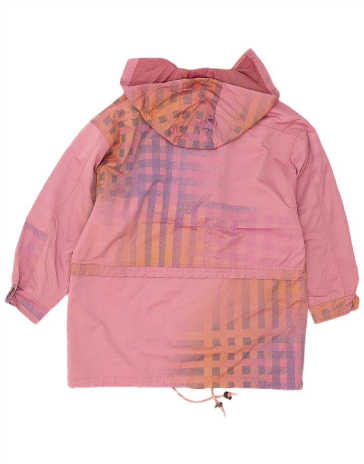 Veste coupe-vent à capuche femme vintage EU 38 Coton à carreaux rose moyen
