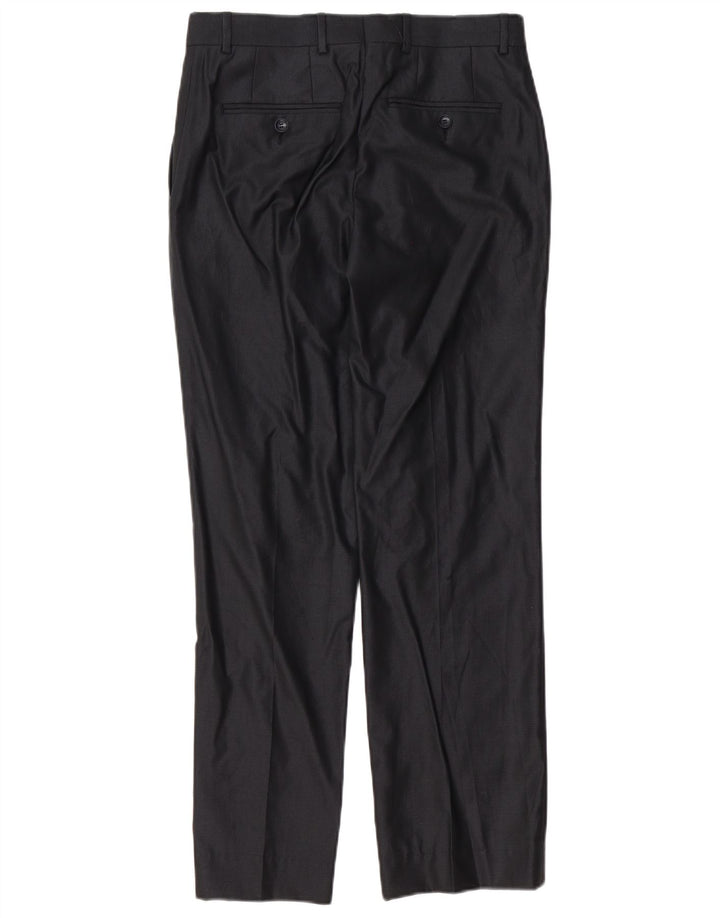 Zara Pantalon de costume droit pour homme EU 38 Small W30 L30 Noir Polyester