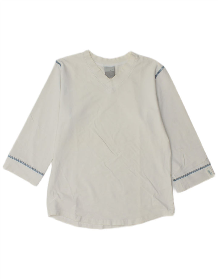 Nike Haut à manches 3/4 pour femme UK 14/16 Large Blanc
