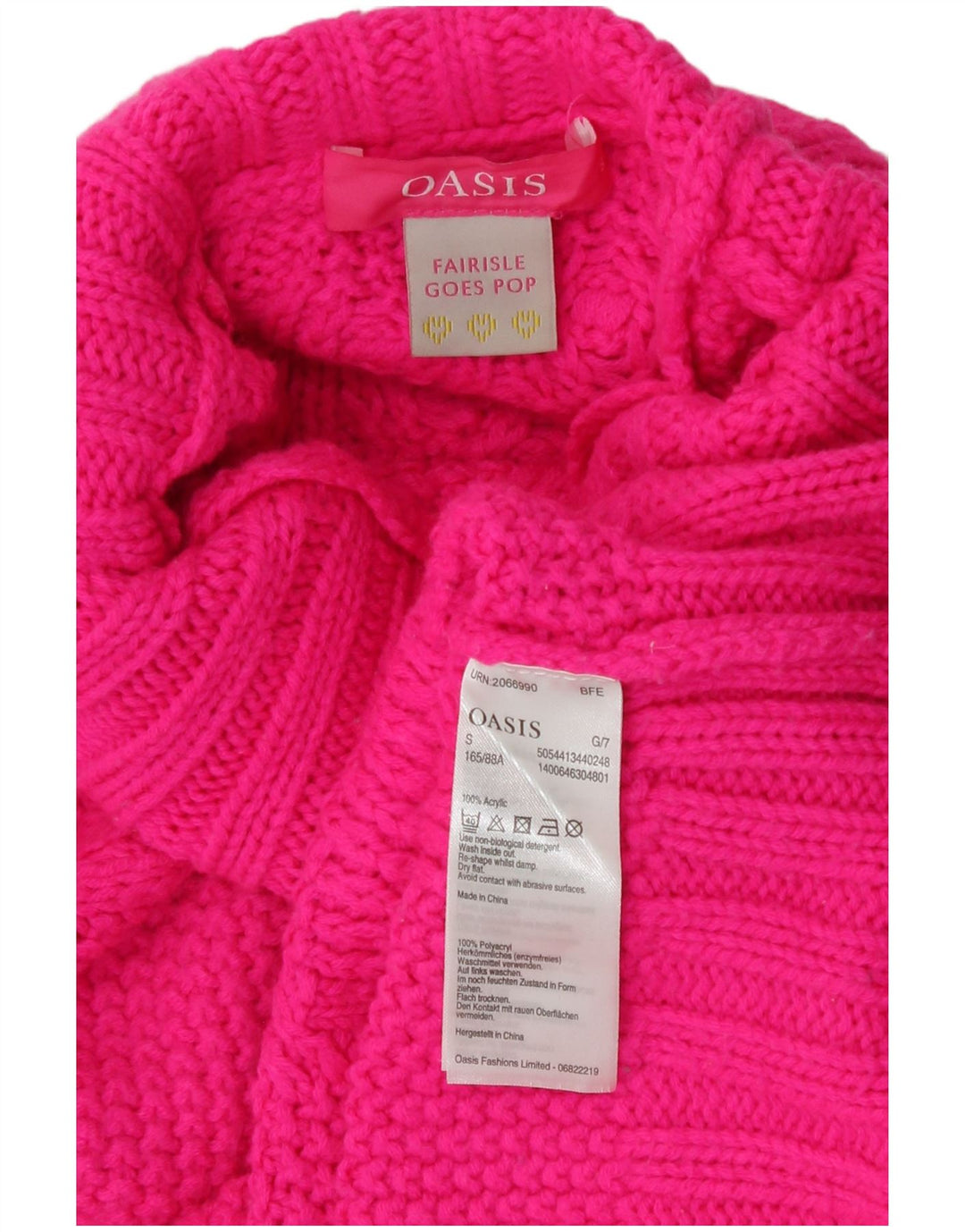 Oasis Pull surdimensionné à col roulé pour femme UK 10 Petit Acrylique Rose