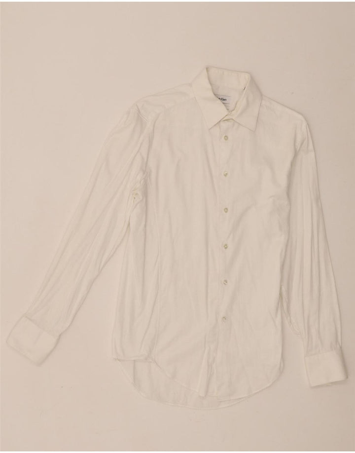 Calvin Klein Chemise slim fit pour homme Taille 15 Coton blanc moyen