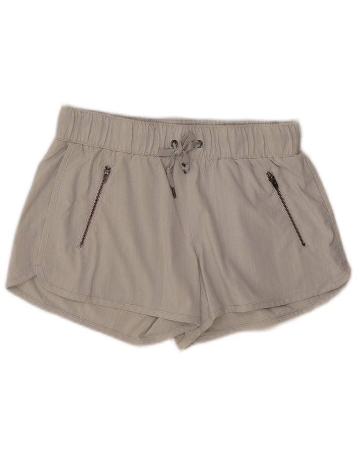 ATHLETA Short de sport pour femme UK 10 Petit gris à fines rayures en polyester