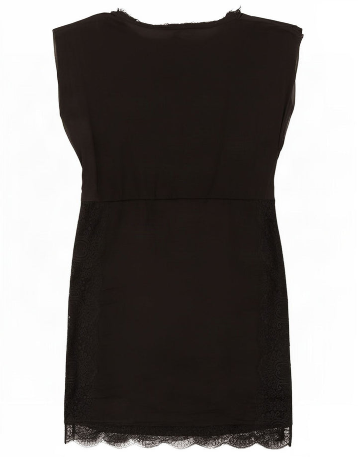 Zara Robe basique sans manches pour femme UK 44 Polyester noir moyen