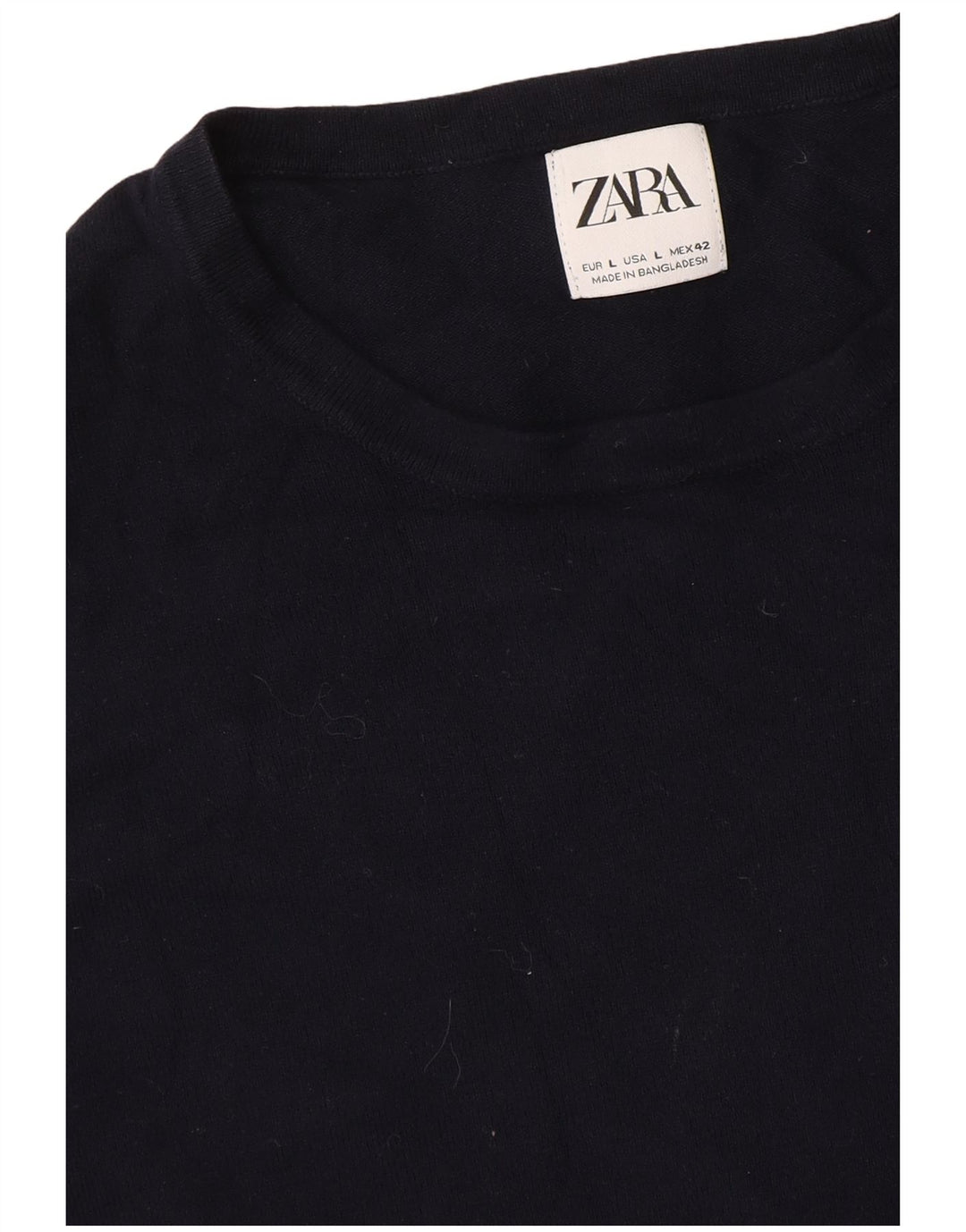 Zara Pull ras du cou pour homme, grand, bleu marine