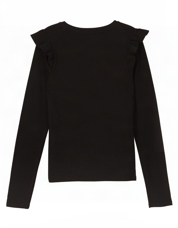 Zara Femme Trafaluc Top Manches Longues UK 12 Moyen Noir
