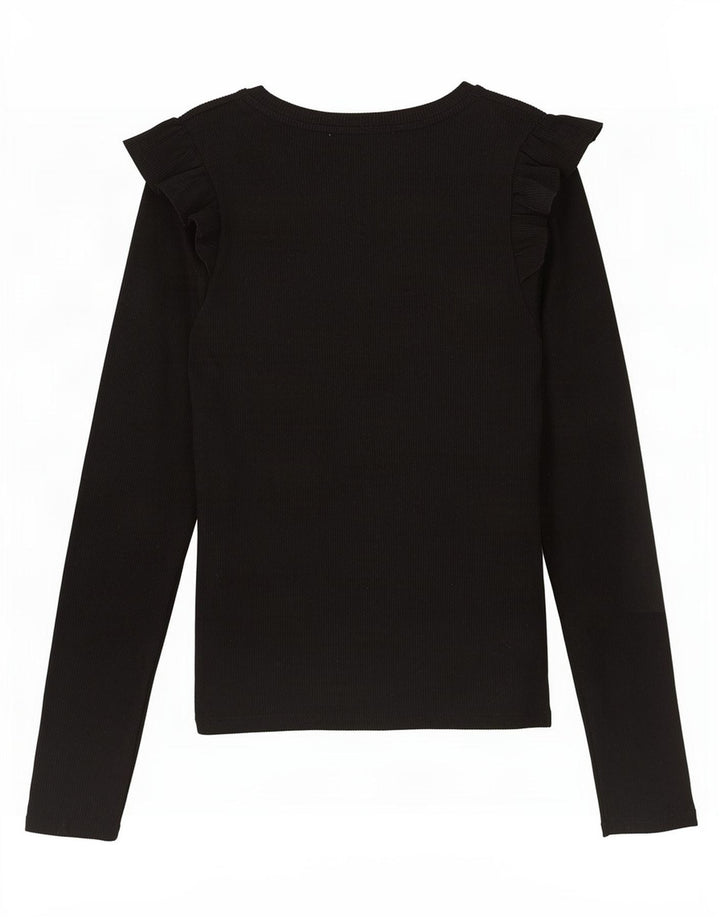 Zara Femme Trafaluc Top Manches Longues UK 12 Moyen Noir