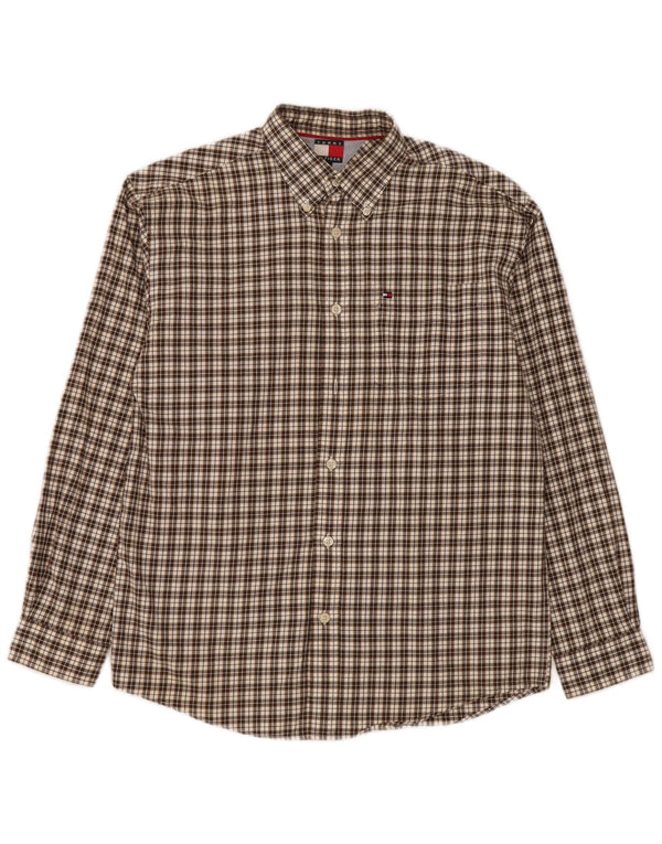 Tommy Hilfiger Chemise en flanelle pour garçon 13-14 ans en coton à carreaux marron