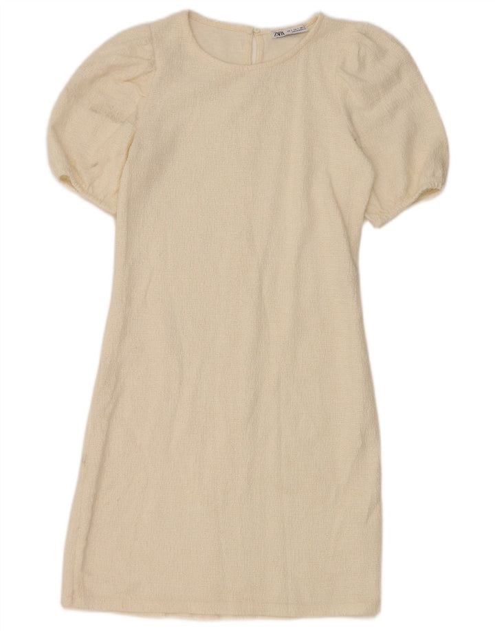 Zara Robe fourreau pour femme UK 8 Petit coton blanc