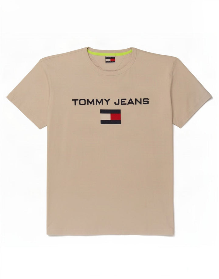 Tommy Hilfiger T-Shirt Graphique Homme Beige Moyen Coton