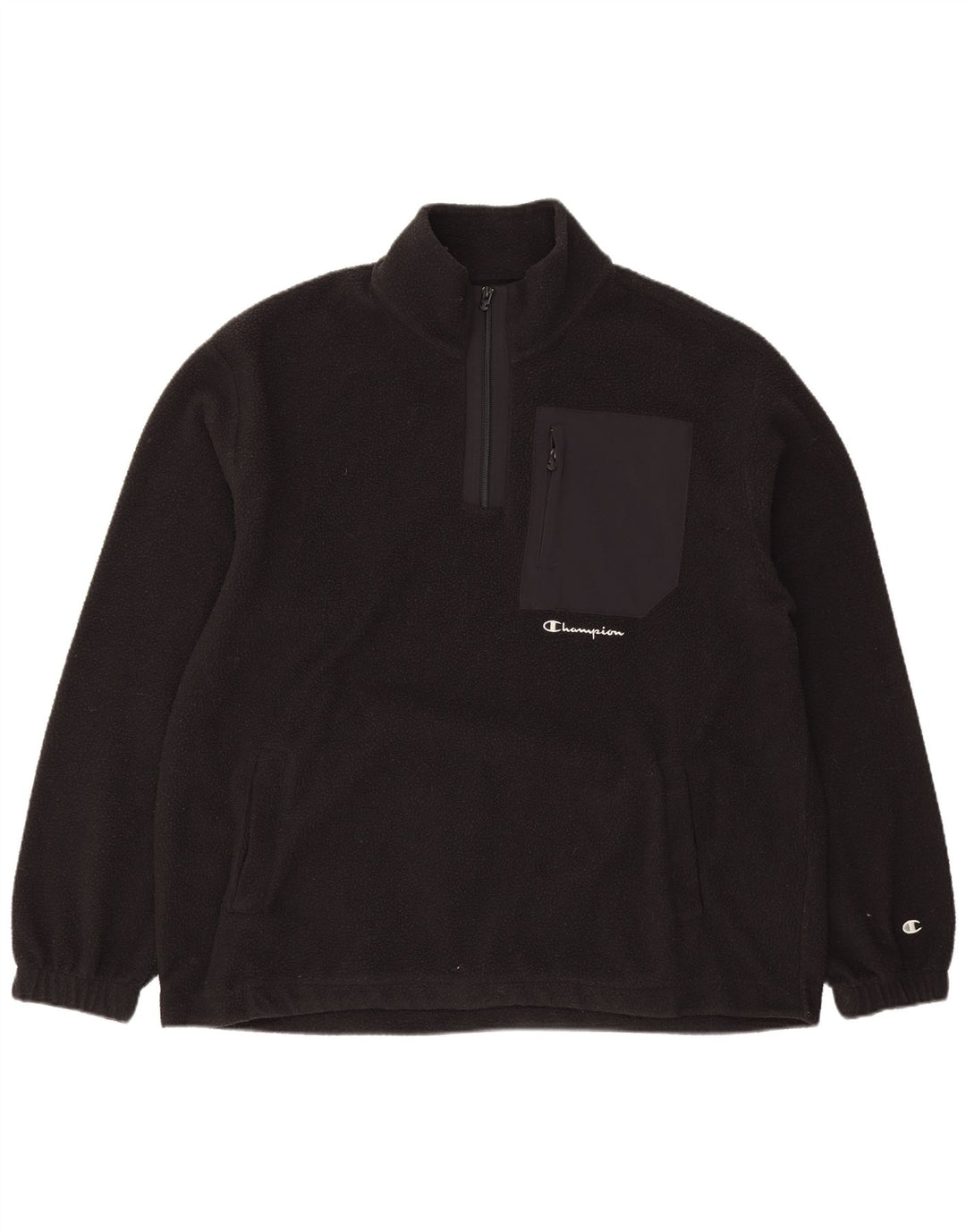 Champion Pull polaire à col zippé pour homme Large Noir Polyester