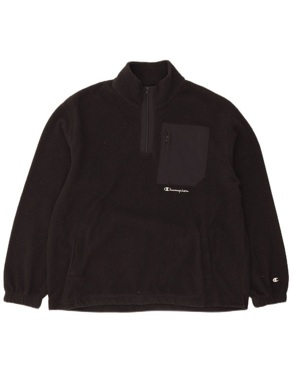 Champion Pull polaire à col zippé pour homme Large Noir Polyester